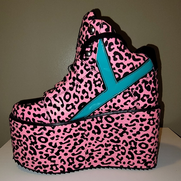 YRU Platform Sneaker Pink Leopard Glitter Size 10 - Picture 6 of 7